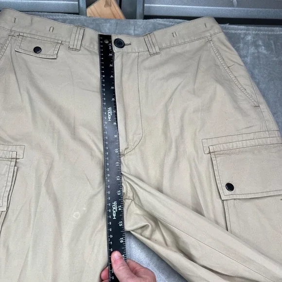 Vintage Polo Ralph Lauren Cargo Pants Mens 36x32 Khaki Relaxed Fit Pockets Twill
